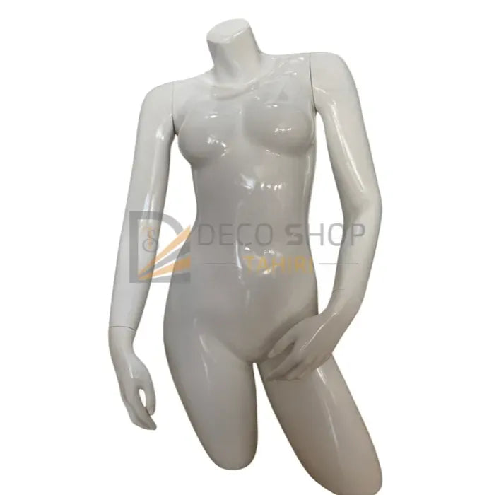 Mannequin femme en polyster blanc demi-corps