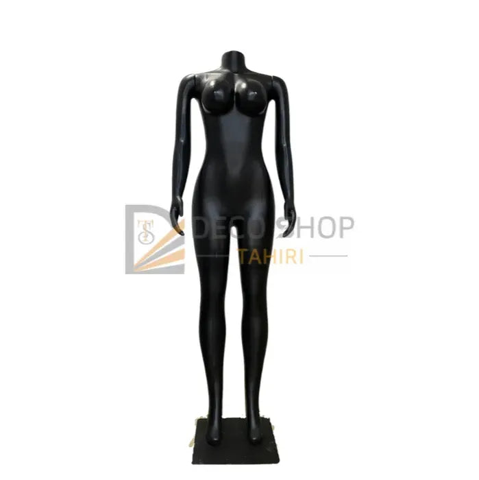 Mannequin femme sans tête couleur noir avec support métallique couleur noir