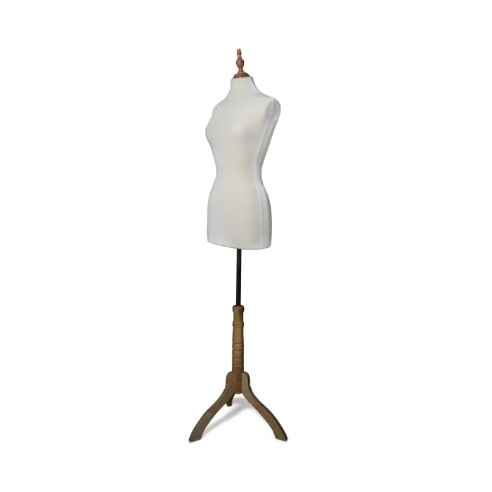 Mannequins de Couture Professionnel Porte Taille 38 avec support en Bois - Blanc