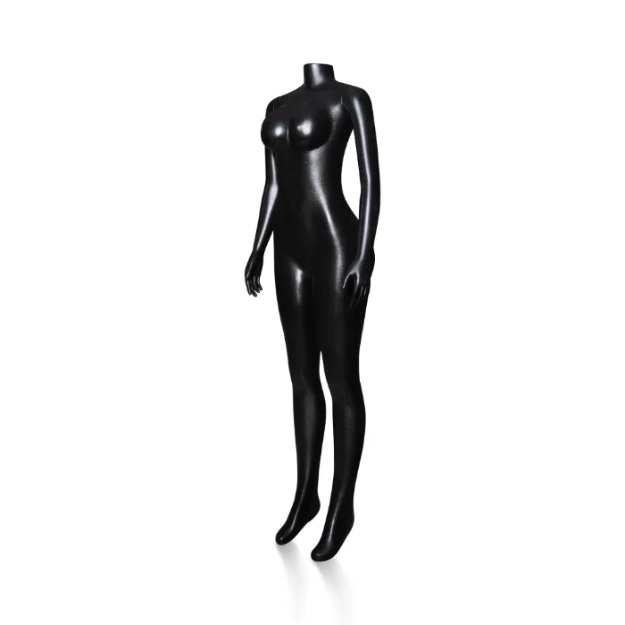 Mannequin femme sans tête couleur noir avec support métallique couleur noir