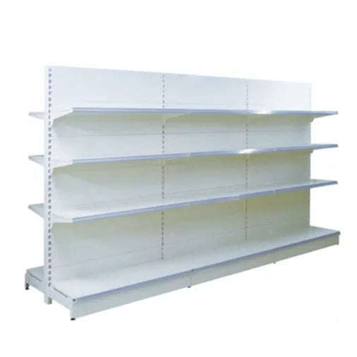 GONDOLE SUPER MARCHE DEUX FACE BLANC 1.45/1M 4 ÉTAGER 40x30x30x30