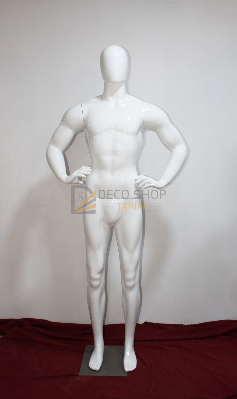 Mannequin Homme Sportif En Polyester Noir et Blanc Avec Support Métallique