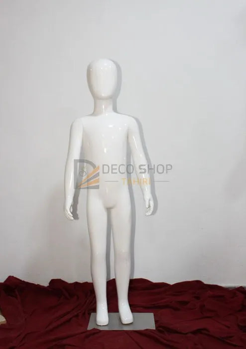 Mannequin de Vitrine Enfant Polyester 117 Cm Avec Support Métallique, Porte Taille 5-7 Ans