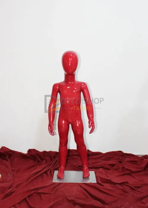 Mannequin de Vitrine Enfant Polyester 90 Cm Avec Support Métallique, Porte Taille 3-4 Ans