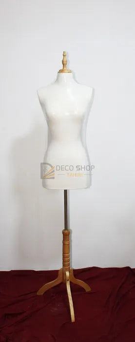 Mannequins de Couture Professionnel Porte Taille 38 avec support en Bois - Blanc