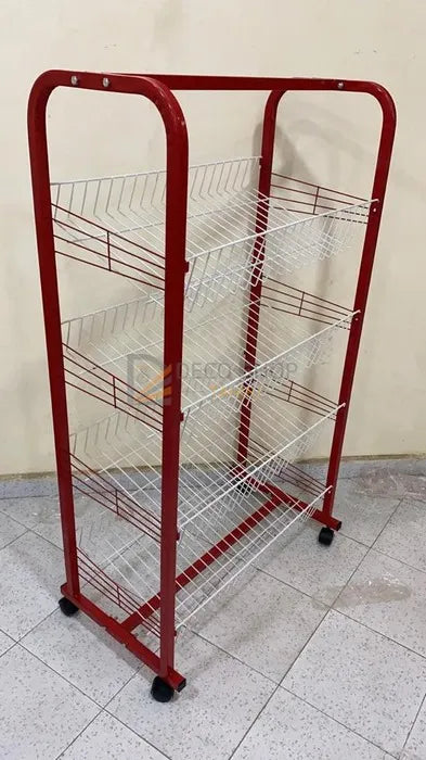 Panier chebka 4 étager et roulant/et support métallique rouge et blanc
