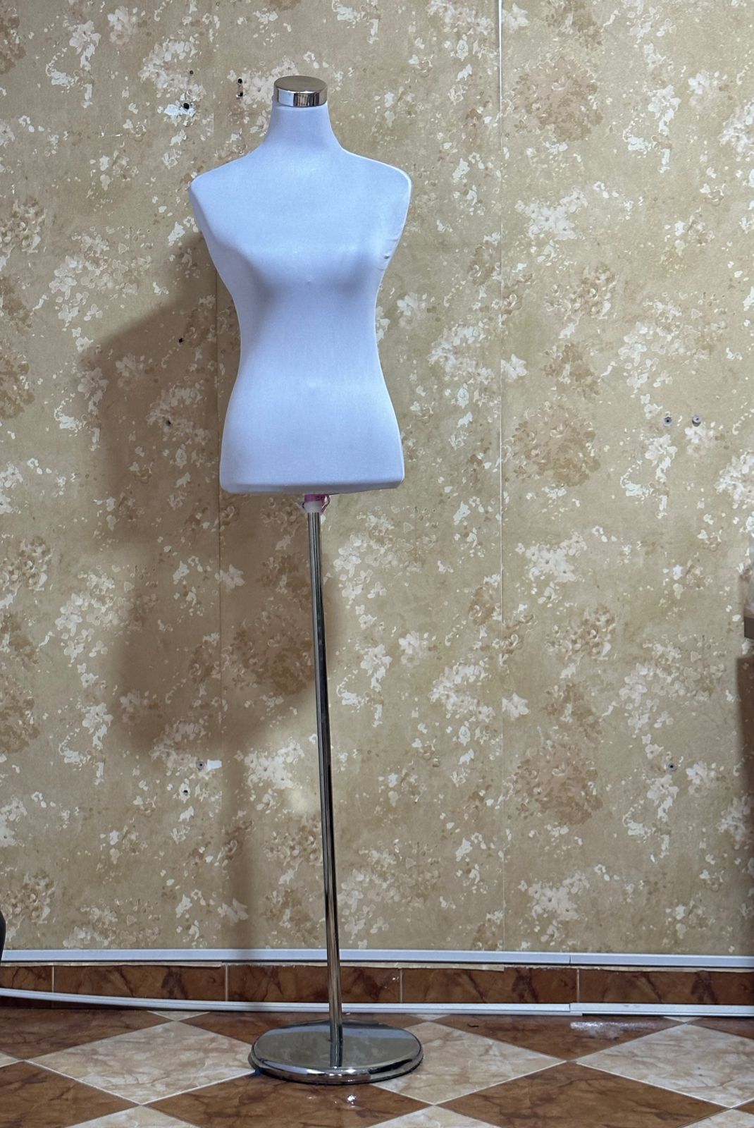 Buste mannequin en plastique et support inox