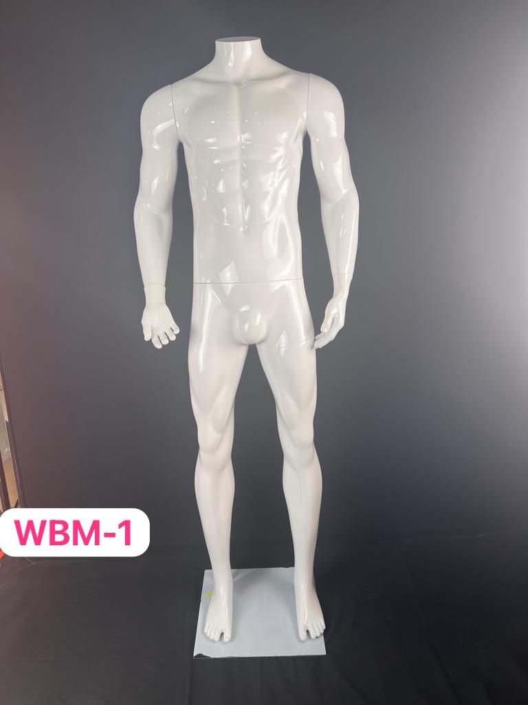 Mannequin Homme classique En Polyester Blanc Avec Support Métallique SANS TET WBM-1