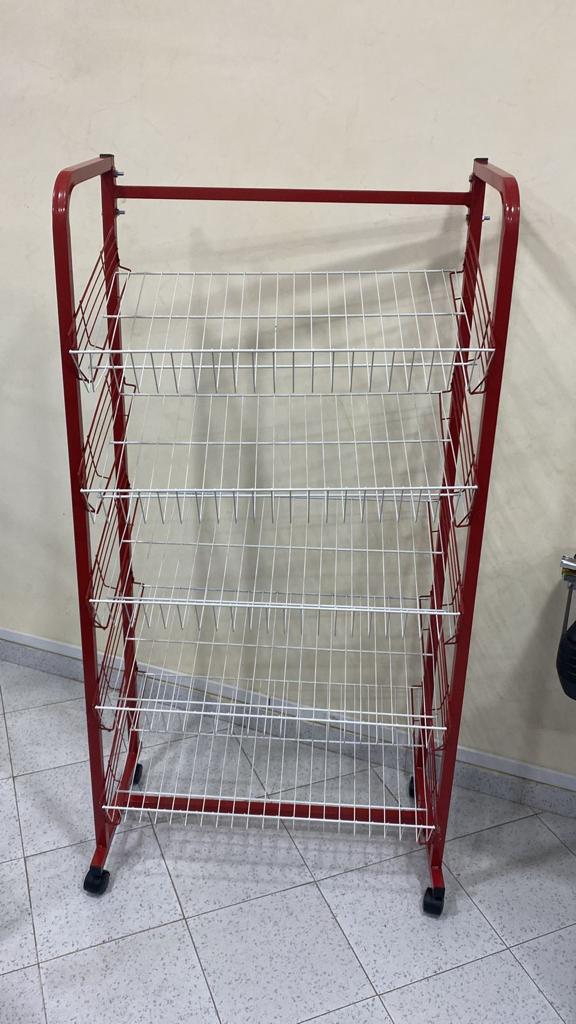 Panier chebka 5 étager et roulant/et support métallique rouge et blanc
