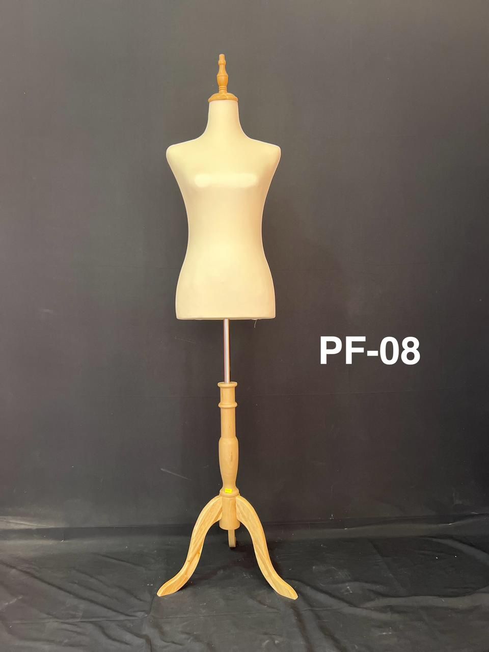 MANEQUIN TAILLEUR FEMME/SUPPORT BOIS CLAIR PF-08