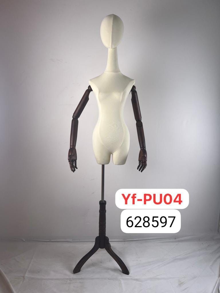 MANEQUIN TAILLEUR FEMME EN BOIS AVEC TET BEIGE YF-PU04