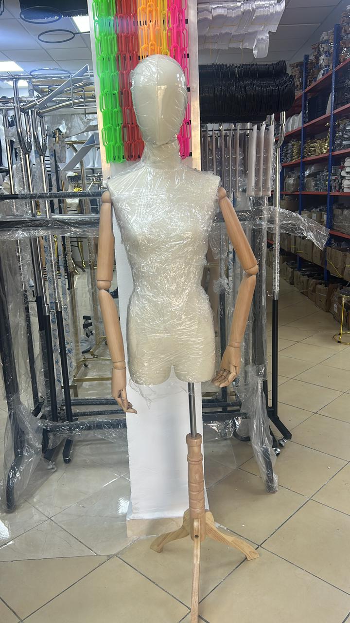 MANEQUIN TAILLEUR FEMME S.BOIS AVEC TETE 38CM BEIGE A1-2-1