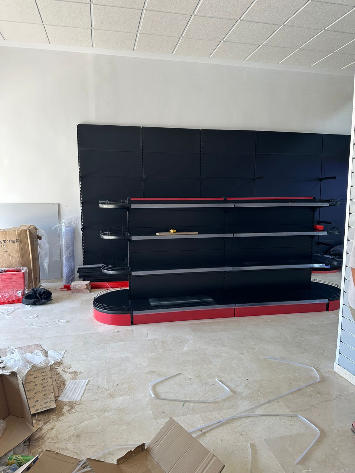 GONDOLE Supermarché Deux face NOIR 1,45/1m 4 étagère 40x30x30x30