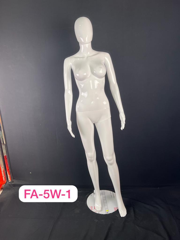Mannequin Femme Polyester Blanc et Noir Avec support Métallique FA-5W-1