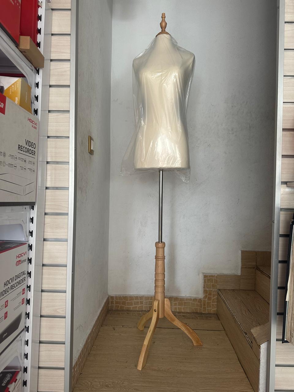Mannequins de Couture Professionnel Porte Taille 38 avec support en Bois - Blanc