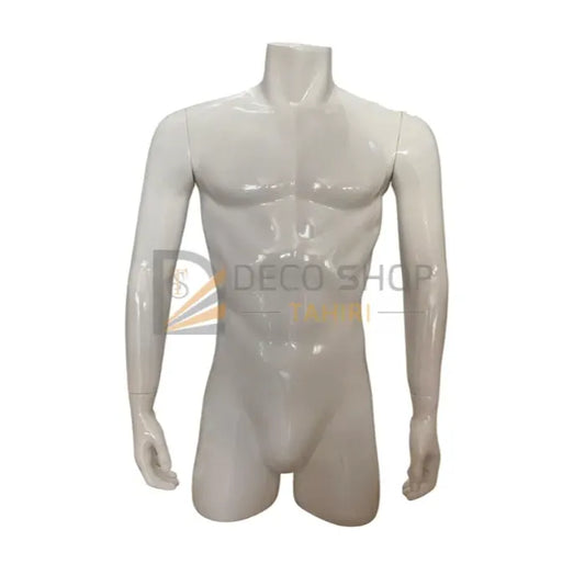 Mannequin homme en polyster blanc demi-corps