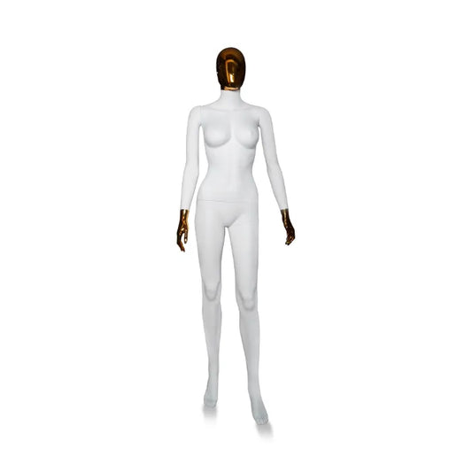 Mannequin femme en polyester blanc tête et main en gold  ZA-5MW