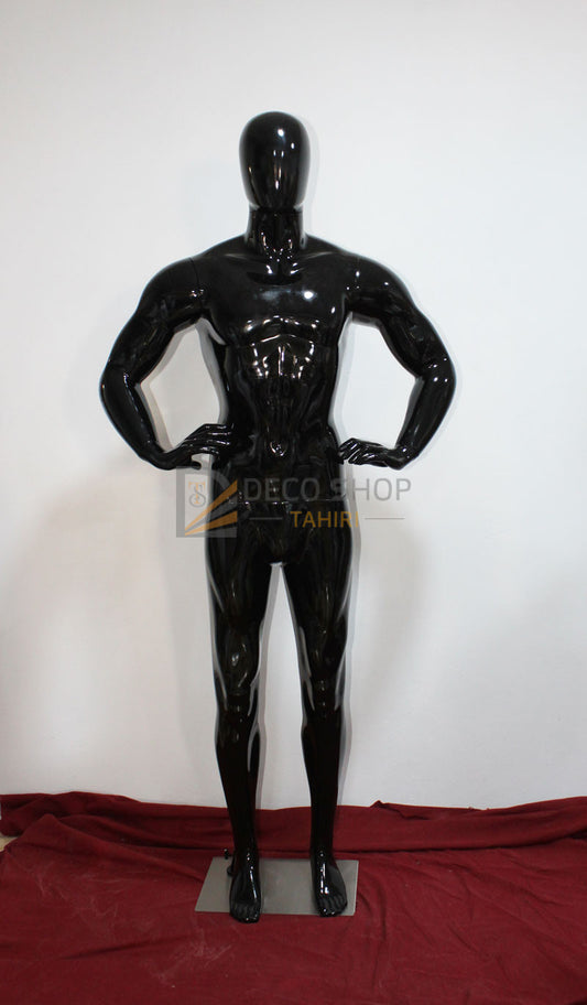 Mannequin Homme Sportif En Polyester Noir et Blanc Avec Support Métallique