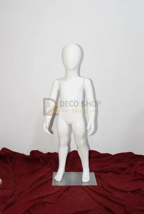 Mannequin de Vitrine Enfant Polyester 90 Cm Avec Support Métallique, Porte Taille 3-4 Ans