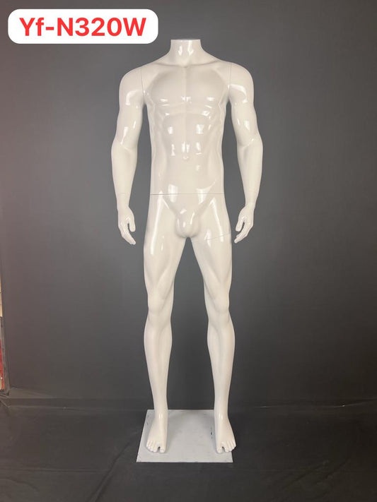Mannequin Homme classique En Polyester  Blanc Avec Support Métallique SANS TET YF-N320W