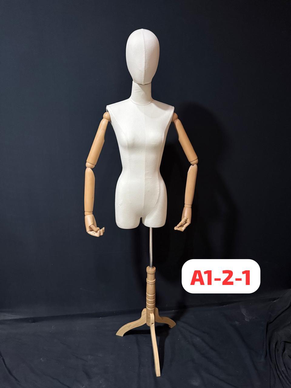 MANEQUIN TAILLEUR FEMME S.BOIS AVEC TETE 38CM  BEIGE A1-2-1