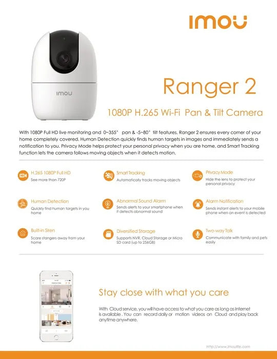 Imou Ranger 2 Caméra de sécurité IP Intérieur Full HD 1080P