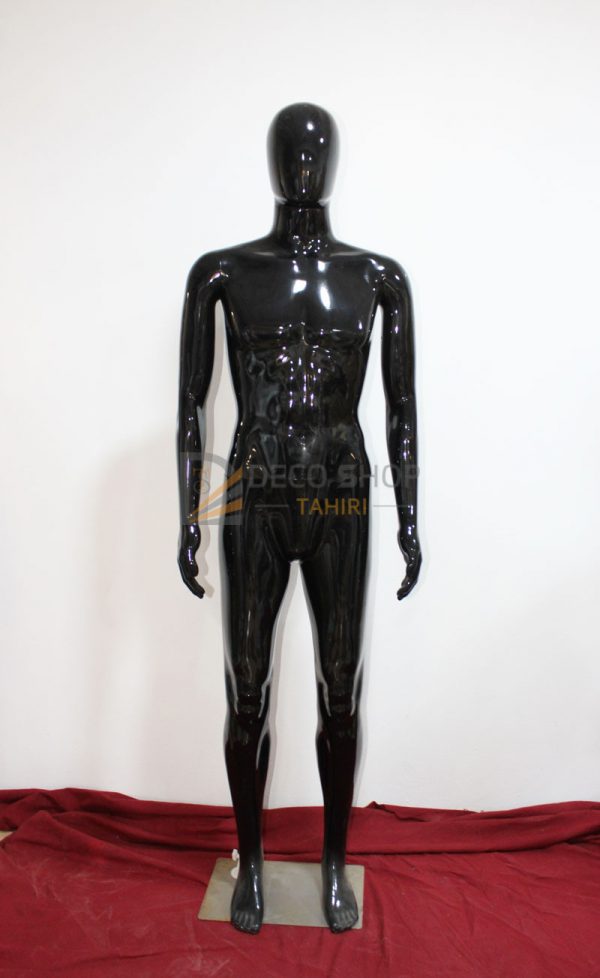Mannequin Homme Clasique En Polyester Noir Avec Support Métallique